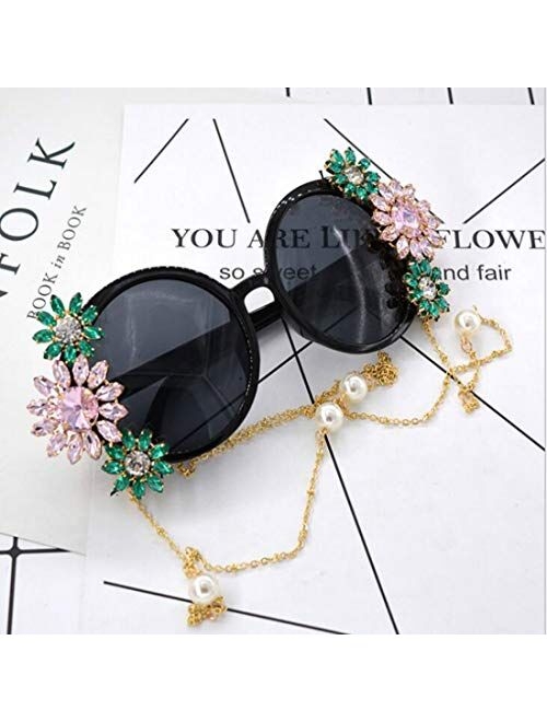 Colygamala Women's fashion retro tassel baroque pearl sunglasses beach eye glasses