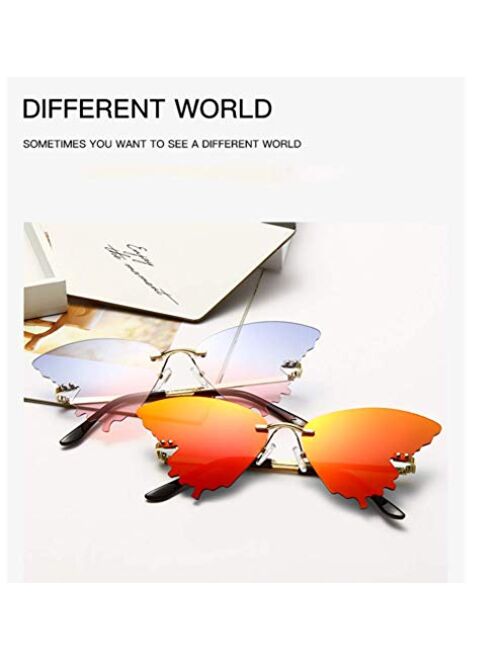 Butterfly Sunglasses for Women/Men Oversized Rimless Eyewear Luxury Trending Cat Eye Sun Glasses Streetwear UV400
