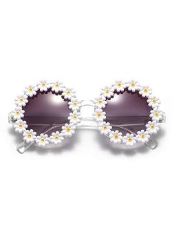 Christmas Party Flower Sunglasses for Women Daisy Round Party Sunglasses Shape Eyewear UV400 Protection