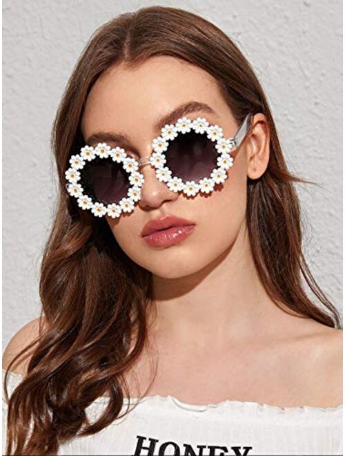 Christmas Party Flower Sunglasses for Women Daisy Round Party Sunglasses Shape Eyewear UV400 Protection