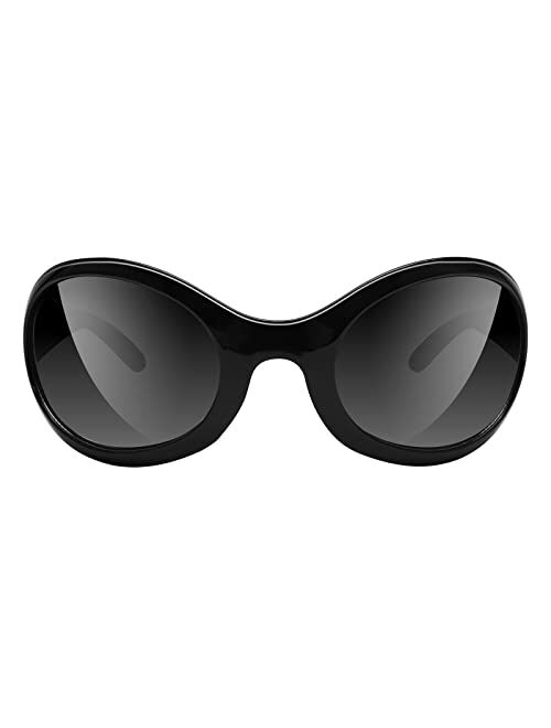 GUVIVI Oversized Fashion Square Sunglasses Women New Mirror Men Shades Glasses Luxury Metal Rivet Trend Unique Female Eyewear