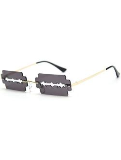 Party Sunglasses for Women Men UV Protection Rectangular Rimless Trendy Fashion Sun Glasses