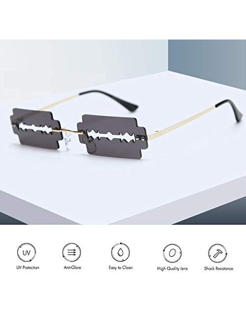 Party Sunglasses for Women Men UV Protection Rectangular Rimless Trendy Fashion Sun Glasses