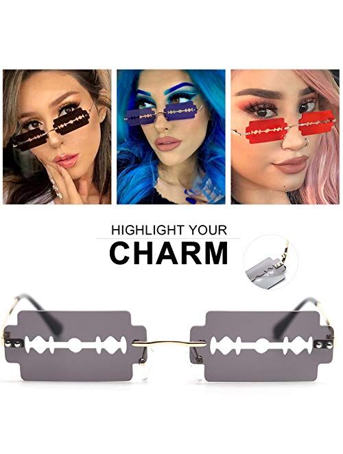 Party Sunglasses for Women Men UV Protection Rectangular Rimless Trendy Fashion Sun Glasses