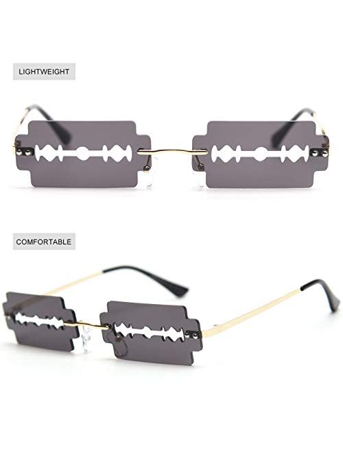 Party Sunglasses for Women Men UV Protection Rectangular Rimless Trendy Fashion Sun Glasses