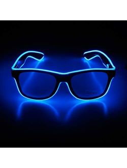 Aquat Light up EL Wire Neon Rave Glasses Glow Flashing LED Sunglasses Costumes for Party, EDM, Halloween RB01
