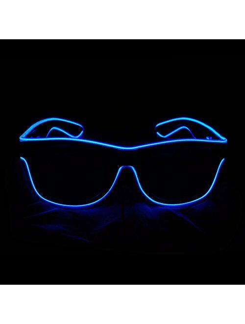 Aquat Light up EL Wire Neon Rave Glasses Glow Flashing LED Sunglasses Costumes for Party, EDM, Halloween RB01