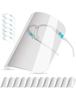 salipt Face Shields Set with 12 Replaceable Anti Fog Shields and 6 Reusable Glasses for Women and Man to Protect Eyes and Face