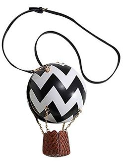 Women's Novelty Handbag Hot Air Balloon Shape Ball Wavy Stripes Crossbody Bag Round Shoulder Bag