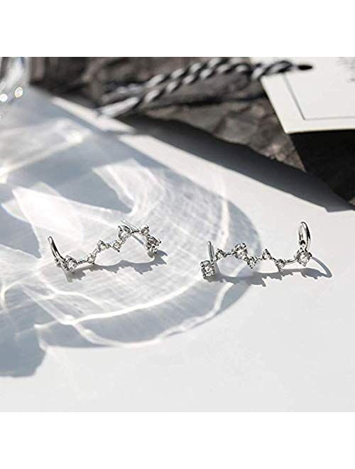 Royal Amoyy Ear Cuff Earrings for Women and Girls, 925 Sterling Silver Ear Crawler, Angel Wing Ear Climber Earrings, Silver