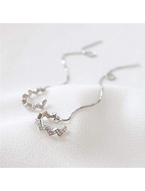 MSECVOI 925 Sterling Silver Wave Cuff Earrings Wrap Tassel Earrings for Women Threader Earrings Perfect