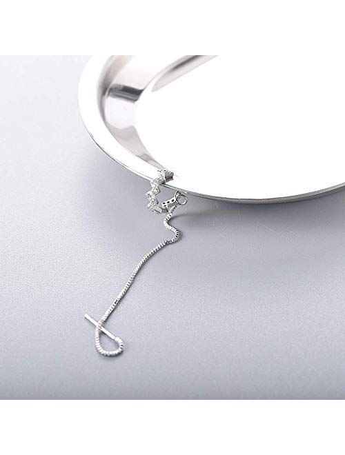 MSECVOI 925 Sterling Silver Wave Cuff Earrings Wrap Tassel Earrings for Women Threader Earrings Perfect