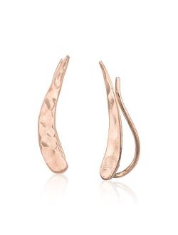Ear Climber Crawler Cuff Earrings - 925 Sterling Silver Plated with 18K Gold