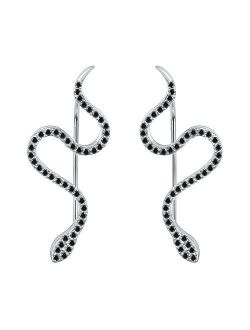 AoedeJ Snake Ear Climber Earrings Cubic Zirconia Ear Cuffs 925 Sterling Silver Stud Ear Crawler Earrings for Women