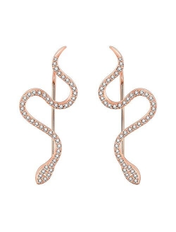 AoedeJ Snake Ear Climber Earrings Cubic Zirconia Ear Cuffs 925 Sterling Silver Stud Ear Crawler Earrings for Women
