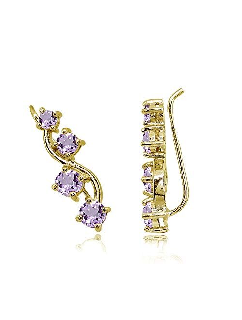 Sterling Silver Genuine or Synthetic Gemstone Small Vine Climber Crawler Earrings
