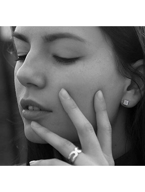 JOERICA 8 Pairs Stainless Steel CZ Stud Earrings Set Men Women Unisex Ear Piercing Jewelry