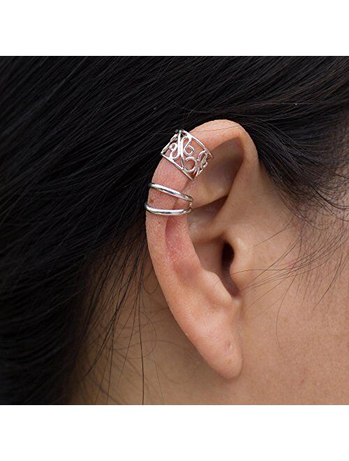 NOVICA .925 Sterling Silver Handmade Non Pierced Ear Cuff Earrings 'Sleek Filigree', (Pair)
