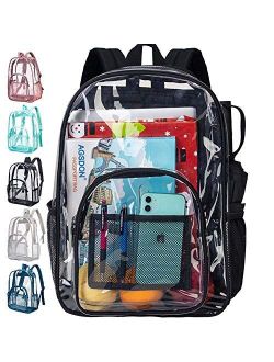 Clear Backpack, Heavy Duty See Through Backpack, 16" Transparent Large Backpack for School