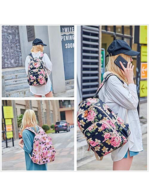 Leaper Water-resistant Floral School Backpack Travel Bag Girls Bookbags Satchel