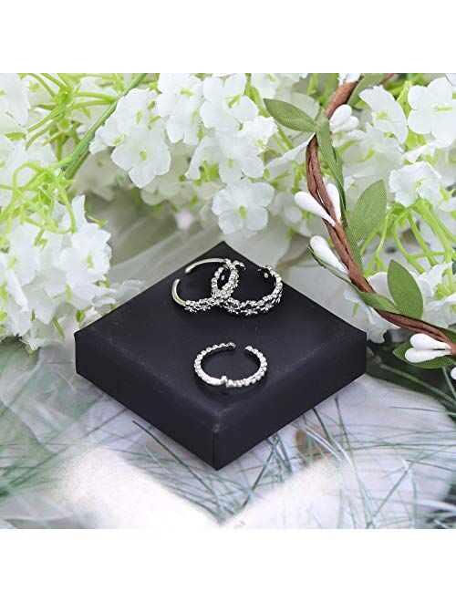 JOERICA 6 Pcs Toe Rings Set for Women Adjustable Wave Flower Open Tail Ring Band Foot Jewelry