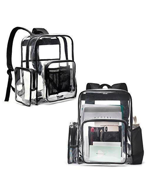 Clear Backpack, iSPECLE Durable School Backpack with Reinforced Padded Straps Transparent Bag for School, Work, Security