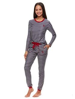 Womens Pajamas Set with Pockets - Long Sleeve Shirt and Pajama Pants Loungewear Set