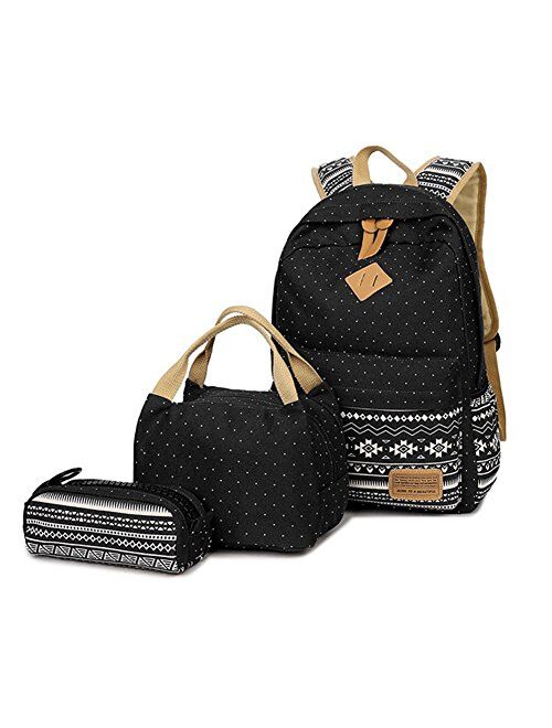 Teen Girls School Backpack, School Bag Bookbags with Lunch Box Pencil Case
