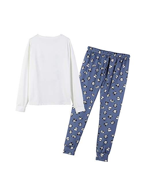 YIJIU Women's Sleepwear Long Sleeve Top and Pants Pajama Set Panda Print Nighty