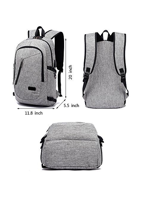FLYMEI Laptop Backpack, Waterproof Backpack with USB Charging Port