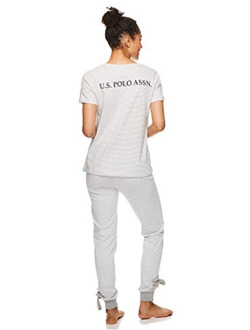 U.S. Polo Assn. Womens Short Sleeve Shirt and Lounge Jogger Pajama Pants Sleepwear Set