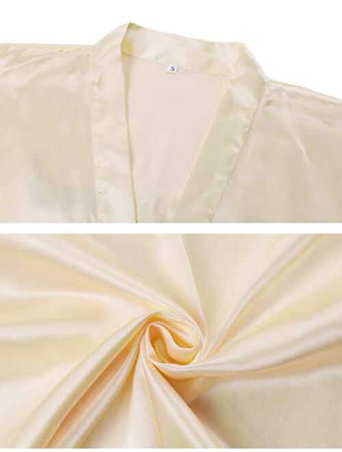 Hawiton Women's Satin Silk Bride & Bridesmaid Robe Gold Glitter Wedding Party Kimono Robes