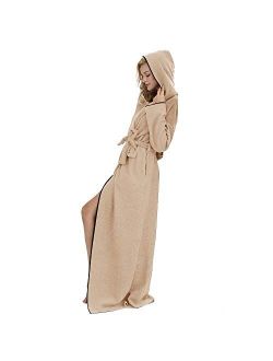 7 VEILS Women and Men Microfleece Ultra Long Floor-Length Hooded Bathrobes