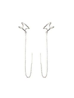 SLUYNZ 925 Sterling Silver Cuff Earrings Chain for Women Clip Ons Earrings Crawler Earrings