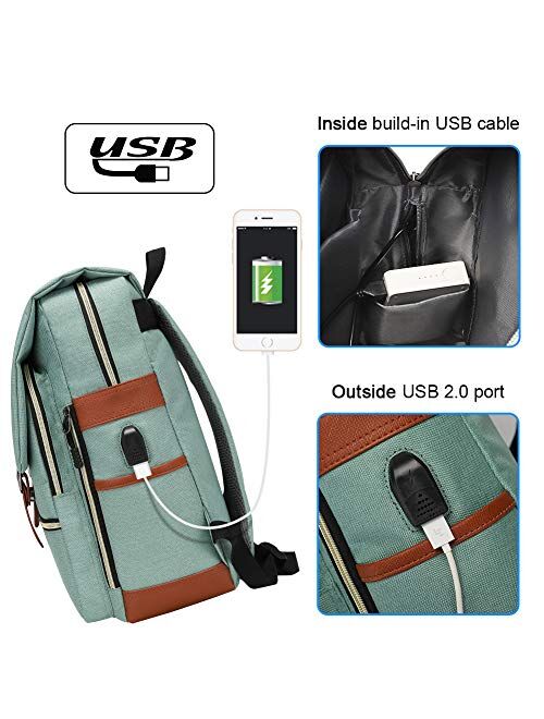 Modoker Upgraded Vintage Laptop Backpack for Women Men,School College Backpack with USB Charging Port Fashion Backpack