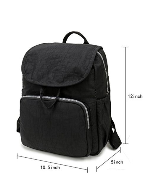 Small Nylon Backpack Waterproof Mini Backpacks Fashion Lightweight Outdoor Travel Bags for Women Daypack for Girls - Black