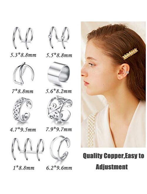 16pcs Stainless Steel Ear Cuff Earrings for Men Women Non Piercing Clip On Cartilage Earcuff Wrap Hypoallergenic Earrings Set