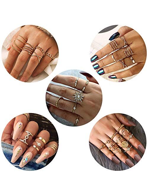 JOERICA 70PCS Knuckle Rings for Women Stackable Joint Midi Finger Ring Set