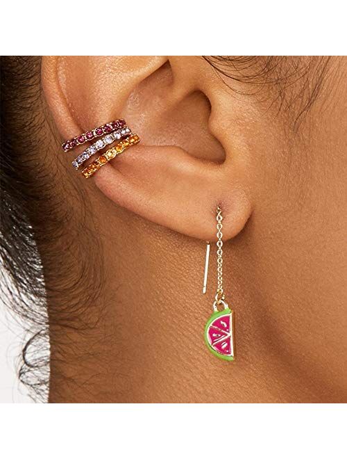 MOEPAPA Ear Cuff Colorful Clip on Hoop Earrings for Women 6pcs set