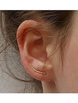 Ear Climber - Dainty Hammered Ear Crawler Simple Minimalist 14k Gold Filled Ear Climbers