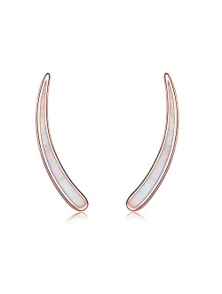 WINNICACA Sterling Silver Crawler Earrings Climber Earrings Created Opal Ear Crawler Earrings for Women Turquoise Earrings Butterfly Earrings /Turtle Earrings