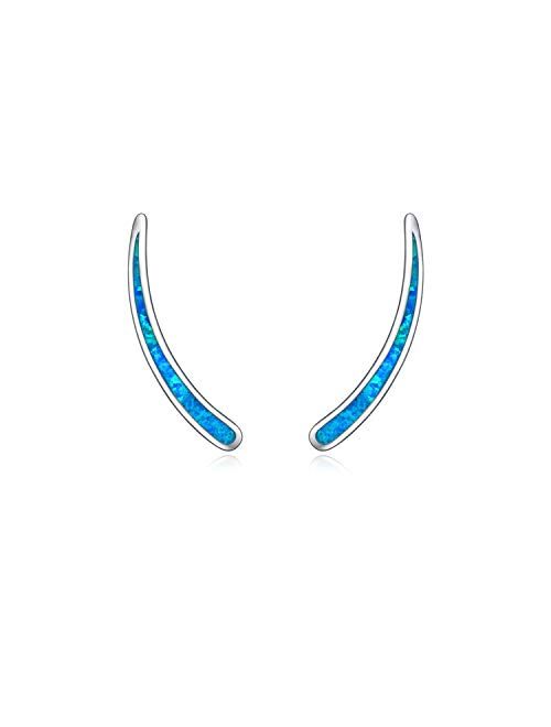 WINNICACA Sterling Silver Crawler Earrings Climber Earrings Created Opal Ear Crawler Earrings for Women Turquoise Earrings Butterfly Earrings /Turtle Earrings
