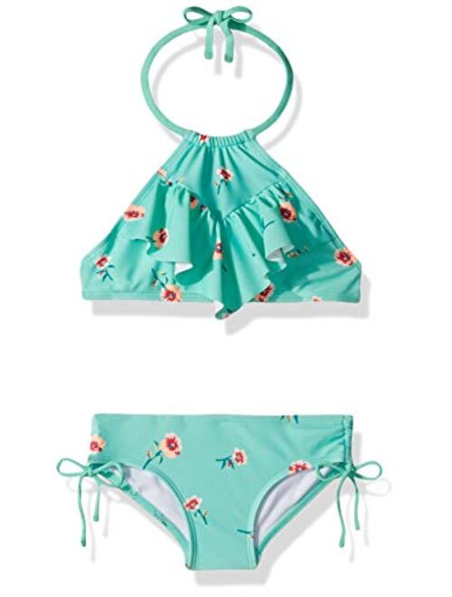 Kanu Surf Girls' Morgan Ruffle Halter Bikini 2-Piece Swimsuit, Pink, 2t