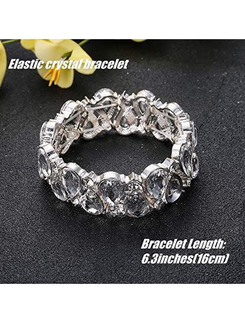 JOERICA Crystal Bridal Jewelry Set Rhinestone Choker Necklace Bracelet and Earrings Set for Women Bridesmaid Wedding Jewelry