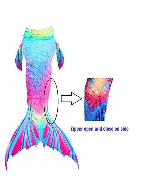 Familycrazy Mermaid for Swimming Girls Swimsuit Princess Bikini Set Bathing Suit Swimmable Costume (No Monofin)