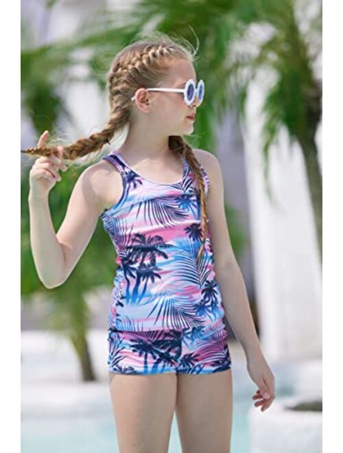 Belovecol Girls Swimsuits Two Piece Tankini Bathing Suits Boyshort Summer Beach Rash Guard Swimwear for 4-13T 