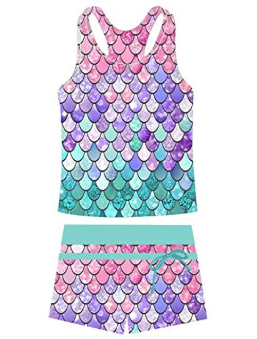 Belovecol Little Girls Two Piece Boyshort Swimsuit Kids Summer Tankini Bathing Suits for 4-11 Years 