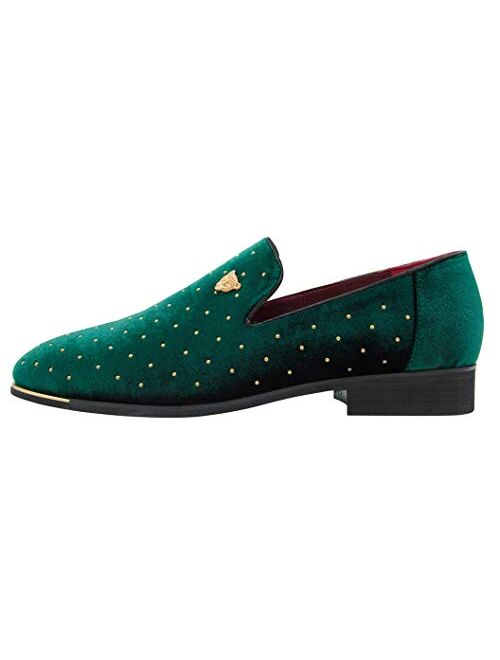 CMM Men's Pointed Toe Rivet Dress Shoes Glitter Loafers Plus Size