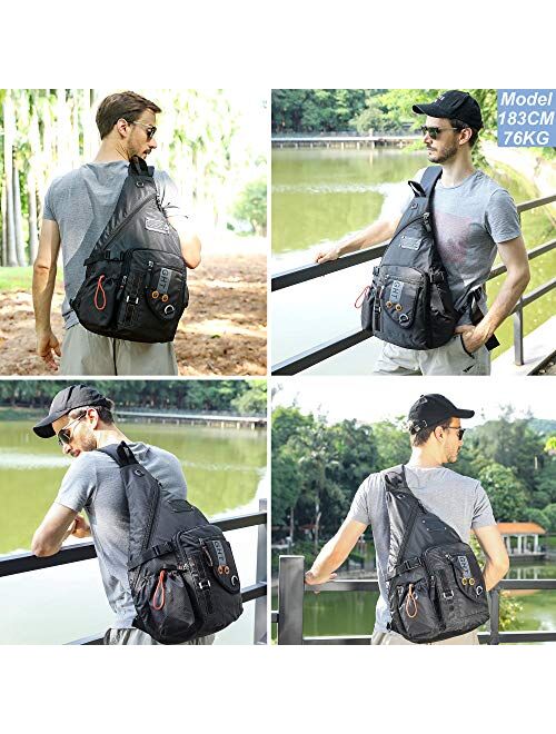 Large Sling Backpack, Sling Chest Bag Shoulder Crossbody Daypacks Fits 14.1-Inch Laptop Bookbag for Travel Outdoor Men Women