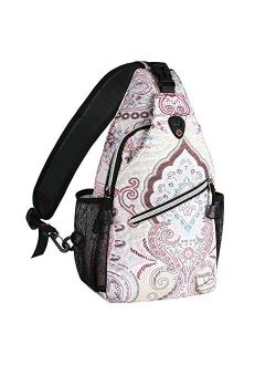 MOSISO Sling Backpack,Travel Hiking Daypack Pattern Rope Crossbody Shoulder Bag, National Style